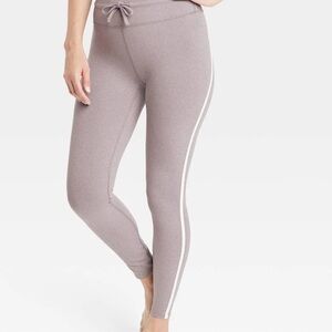 Simplicity Heathered Grey Leggings with White Accent Stripe on legs